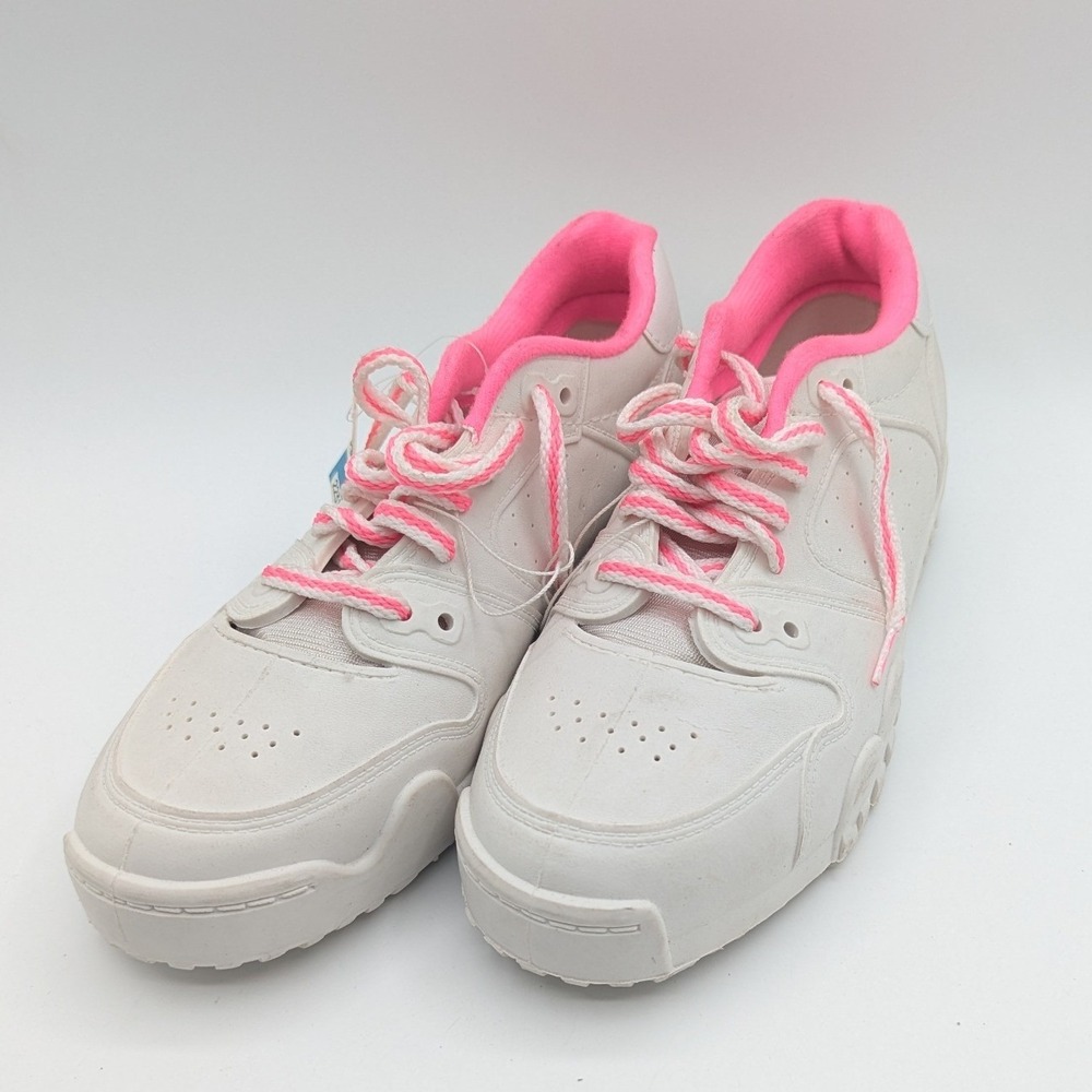 Vintage 90s PDF White Neon Pink Chunky Platform Sneakers Mens 7 Low Top Retro